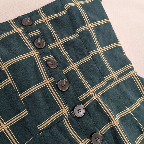 Trixxi Hunter Green Plaid Dress with Open Back - Women's sz M - Picture 4 of 11